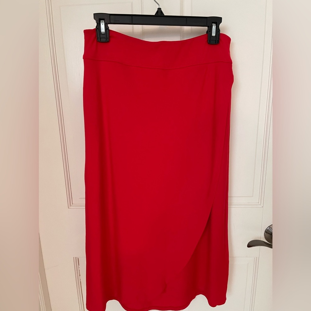Red Cotton midi skirt